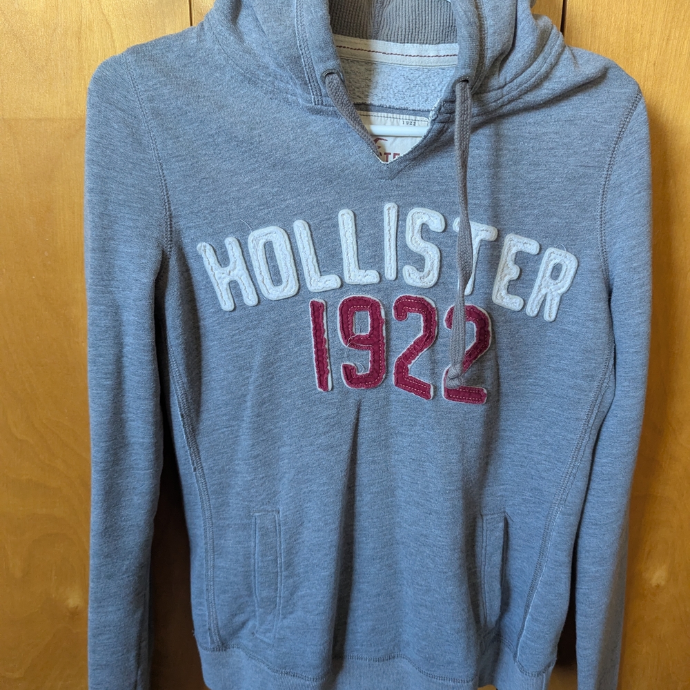 Hollister Gray and Red Hoodie for Women